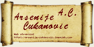 Arsenije Čukanović vizit kartica